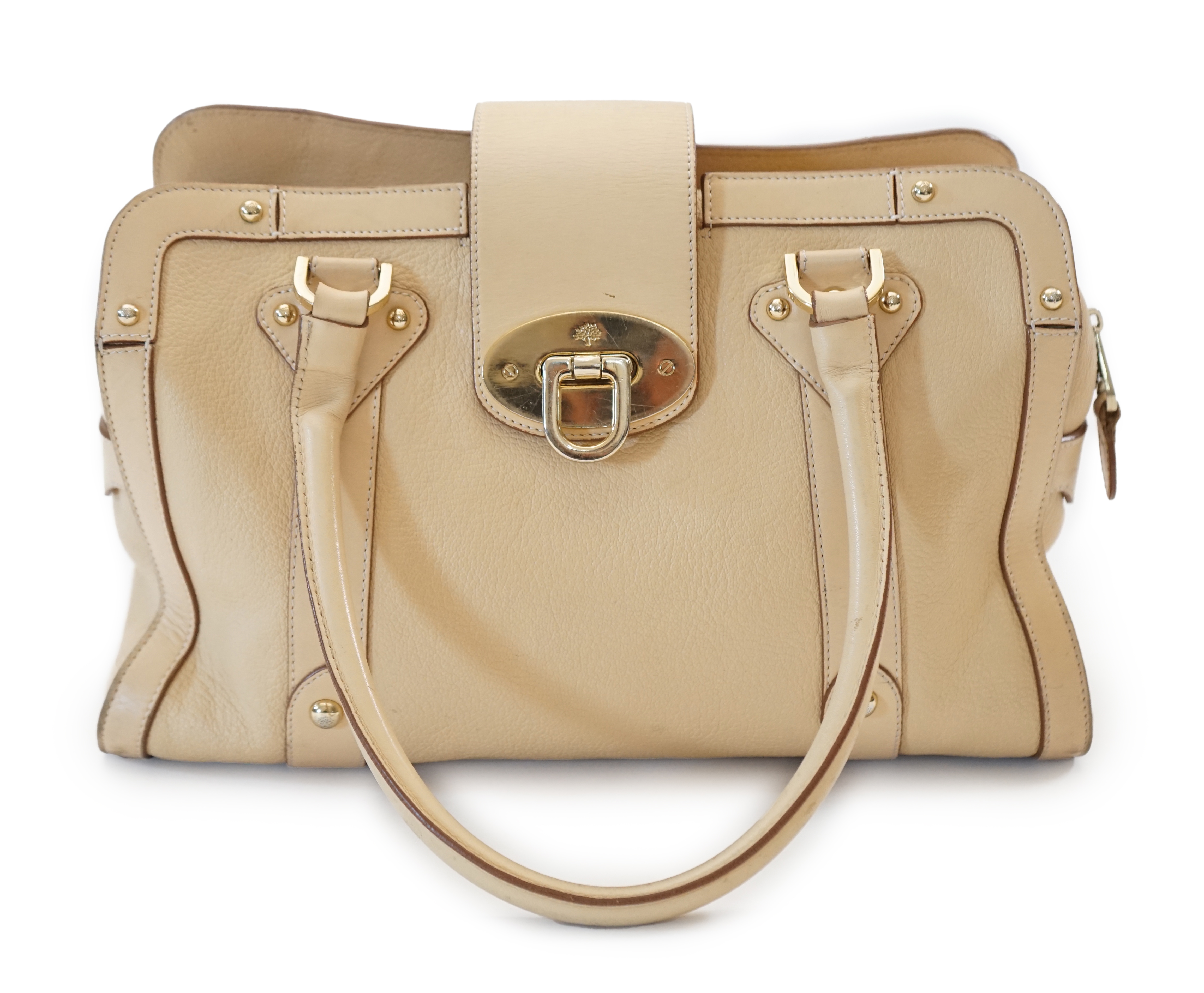 A Mulberry Fitzrovia beige tote/shoulder bag width 27cm, depth 15cm, height 22cm